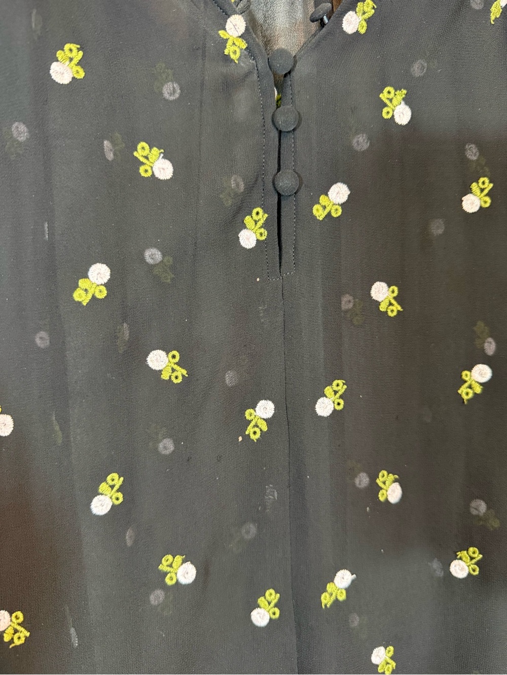 Cabi Sheer Embroidered Floral Blouse Size Small Black Long Sleeve Boho Top - Picture 2 of 14
